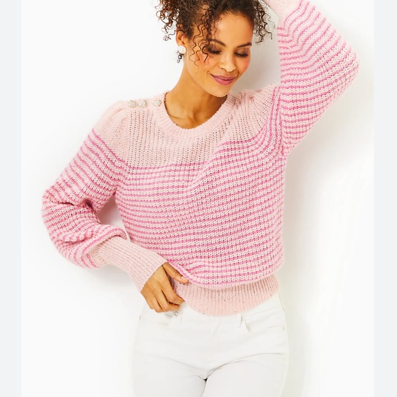 Lilly Pulitzer Sweaters - NWT! Pink Striped Sequin Lilly Pulitzer Finney Sweater